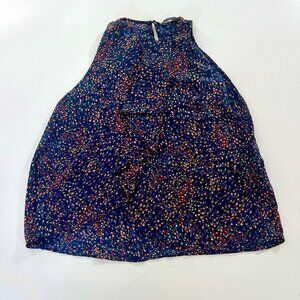 Zara Trafaluc sleeveless blouse floral design on black size small